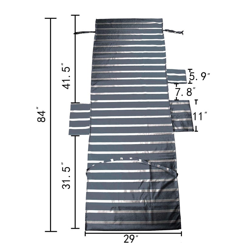 VOCOOL Beach Chair Towel Chaise Lounge Cover with Pockets Pool Chair Towel for Outdoor Patio Garden (Gray) - Image 2